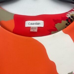Calvin Klein Orange and Red Patterned Dress